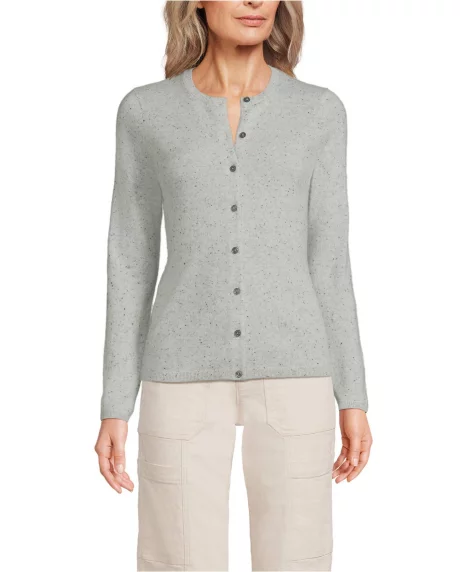 Women's Cashmere Cardigan Sweater - Gray/black donegal