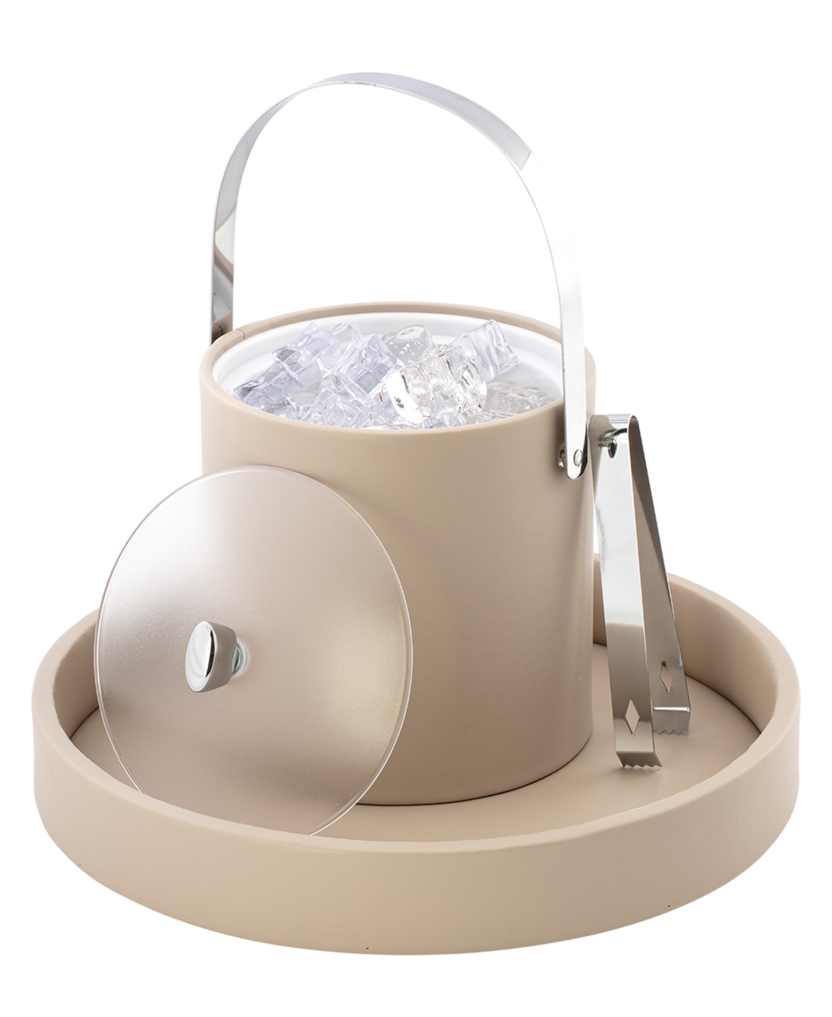 Kraftware Arc Ice Bucket And Ice Tong, 3 Quart In Taupe