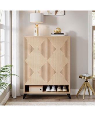 6-Tier Shoe Cabinet with Doors – Modern wooden organizer with adjustable shelves for entryway, bedroom, or living room