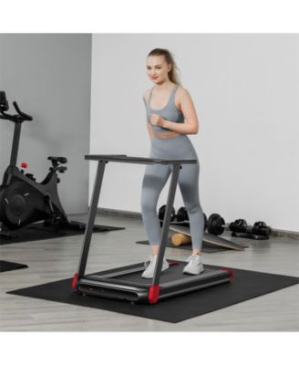 Folding Electric Compact Walking Treadmill with APP Control Speaker-Red