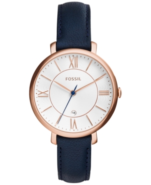 image of Fossil Women-s Jacqueline Blue Leather Strap Watch 36mm ES3843