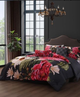 Flower Garland Bedding 100% Cotton 5 Piece King Size Reversible Comforter Set