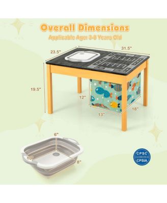 3-in-1 Kids Activity Table with Foldable Water Bin Large Capacity Storage Bag