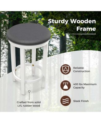 Bar Stools Set of 2 Counter Height Stools with Round Seat & Footrest for Kitchen