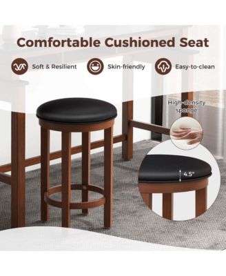 Bar Stools Set of 2 Counter Height Stools with Round Seat & Footrest for Kitchen