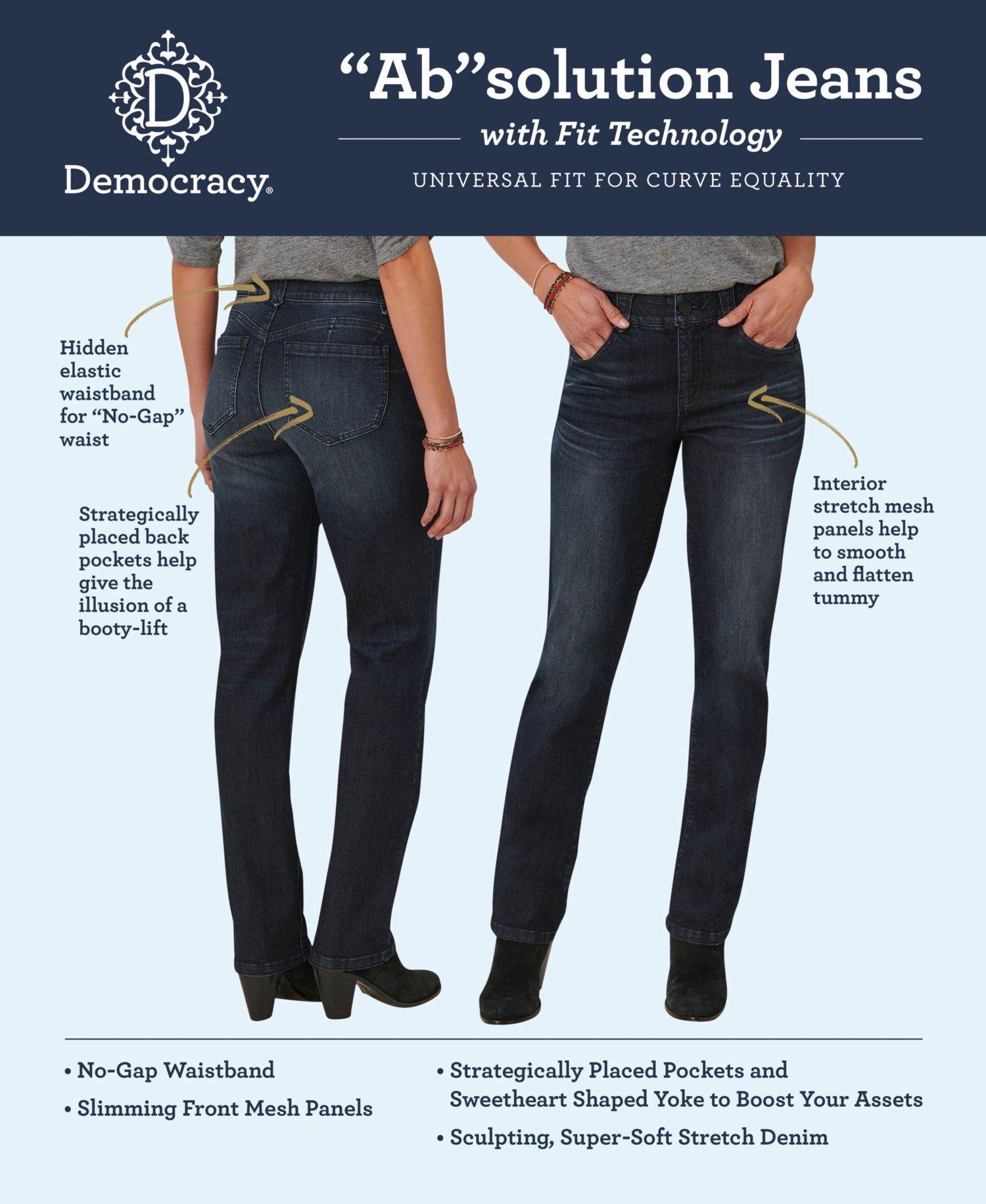 Petite "Ab"solution Raw-Hem Slim-Straight Jeans