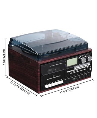 Vinyl Record Player with Speakers Turntable Bluetooth Tape Cassette CD Player Retro