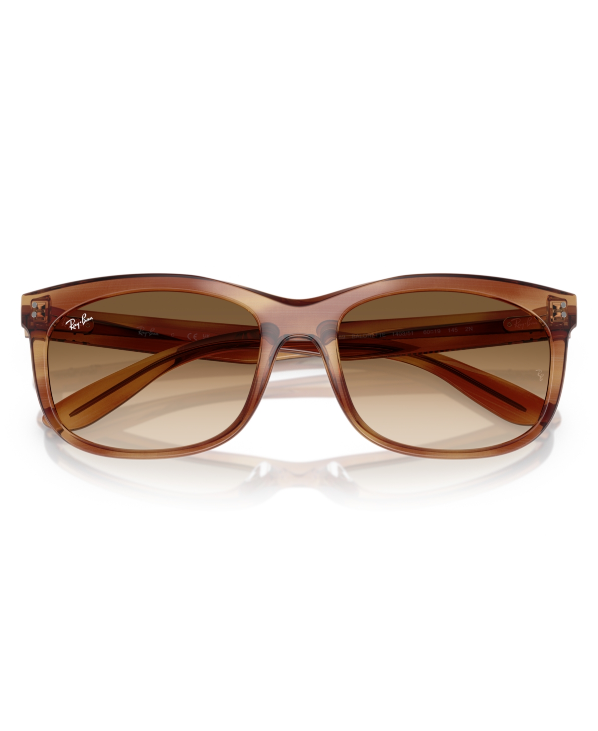 Ray Ban Rb2389f Balorette Pillow Square Sunglasses, 60mm In Striped Brown