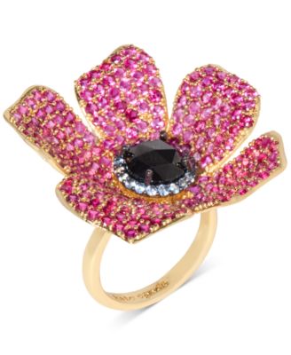 kate spade new york - Gold-Tone Cubic Zirconia Flower Statement Ring