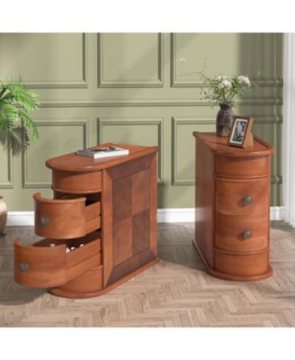 End Table Set of 2, No Assembly Required, Closed Back,Sofa Side Table with Storage, Slim Nightstand with 2 Drawers