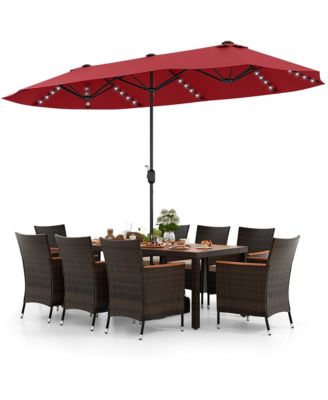 11 PCS Patio Dining Set with 15ft Double-Sided Patio Umbrella (Base Included)