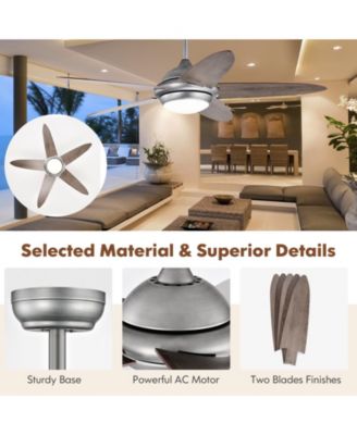 52 Inch Ceiling Fan with Lights and 3 Lighting Colors-Silver Gray