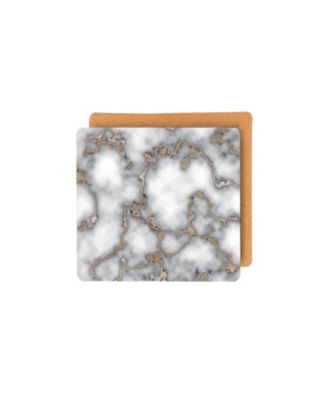 Marble Cork Place Mats, Washable Placemats Gold, 15" x 15" Set of 2, Heat Resistant Placemats, Non Slip, Table Mat, Table Placemats