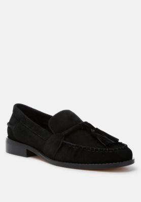 Rag and Co Womens Rhone Tassels Detail Suede Loafers