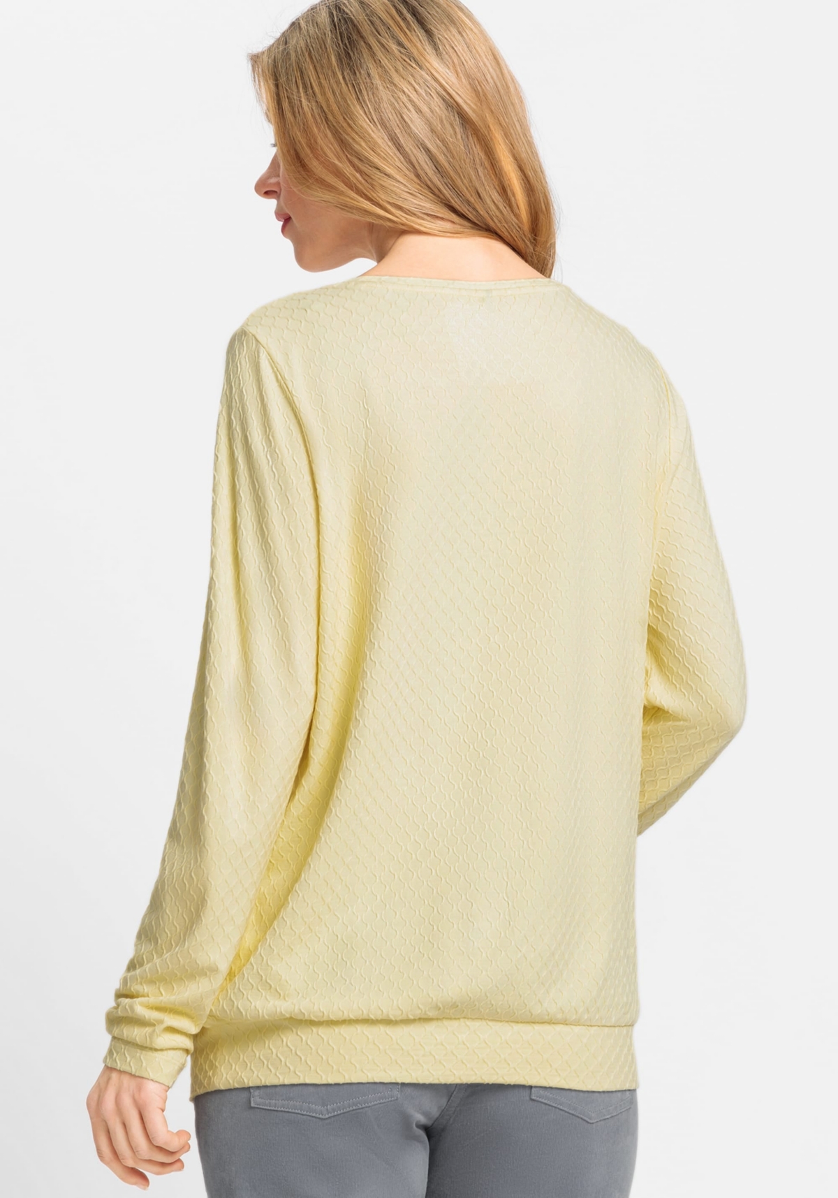 Olsen Women's Long Sleeve Solid Textured T-Shirt