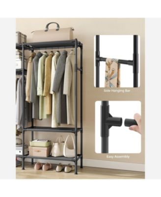 Heavy Duty Clothes Rack with Hanging Rails and Storage Shelves for Wardrobe