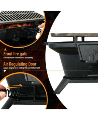 100% Cast Iron Hibachi Grill with Grill Grate Lifter