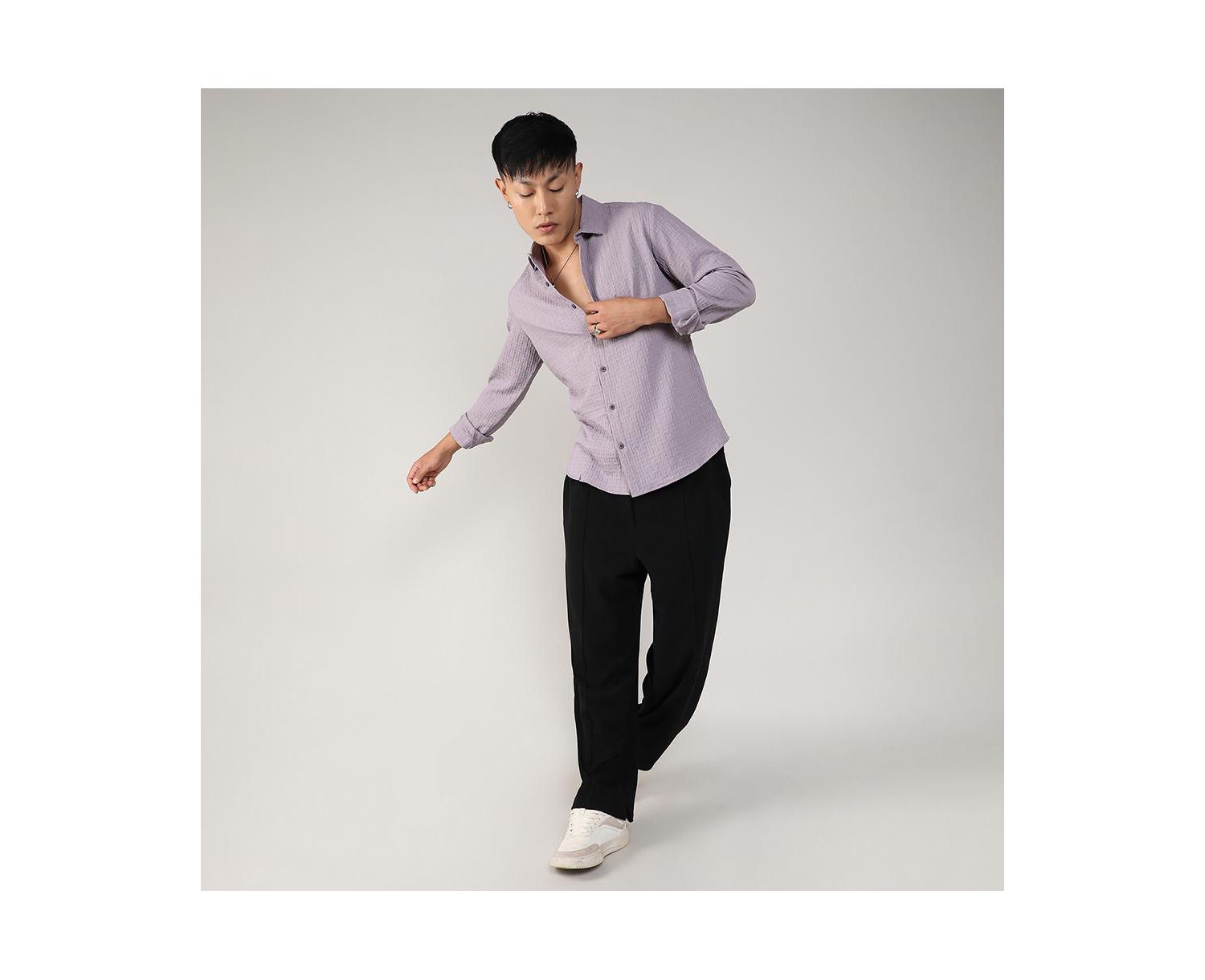 Men's Lavender Textured Weave Shirt