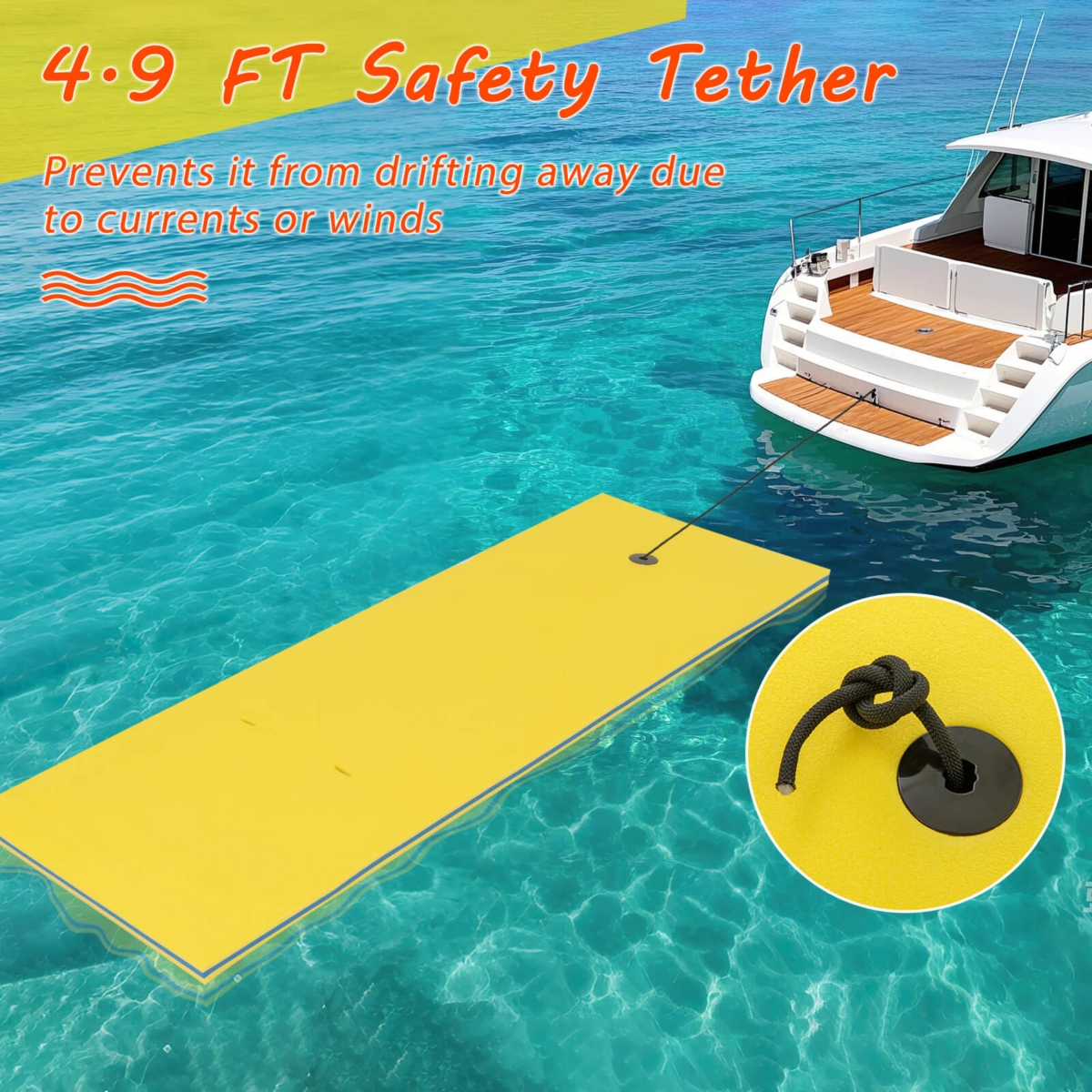Costway 3-Layer Tear-Resistant Foam Floating Pad Island Water Sports Relaxing Orange - Yellow+blue