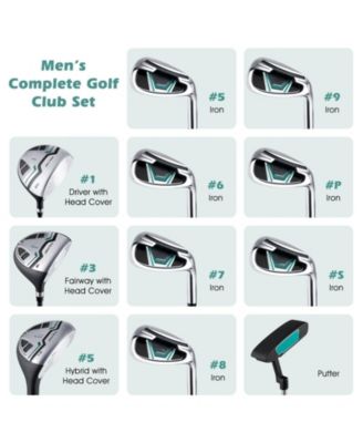 11 Pieces Complete Golf Club Package Set-Green