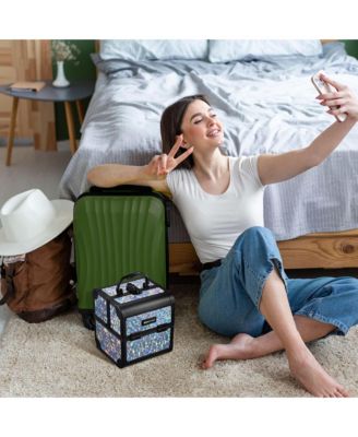 Makeup Train Case Cosmetic Organizer w/ Mirror Mermaid Silver Artist