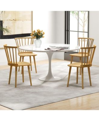 Rubber Wood Windsor Dining Chairs Set of 2 with Spindle Back for Living Room