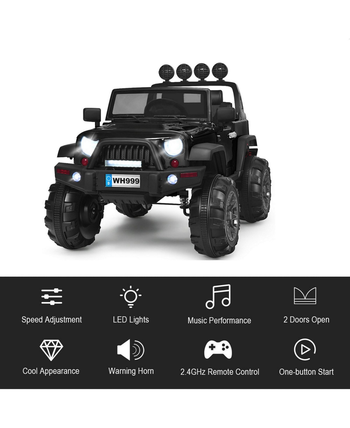 Gymax Electric Kids Ride On 12V Truck Car w/ MP3 Remote Control- Black