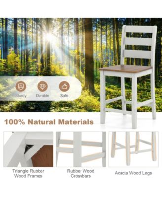 Set of 2 Counter Bar Stool with Inclined Backrest and Footrest