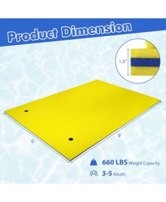 9' x 6' 3 Layer Floating Water Pad Foam Mat -Yellow