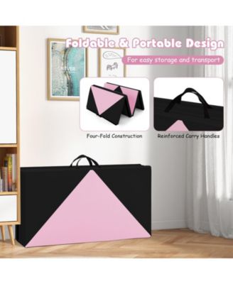 8 Feet PU Leather Folding Gymnastics Mat with Hook and Loop Fasteners