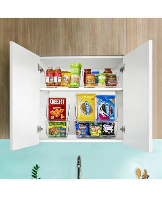 Medium 4 Pack Stackable Storage Bins Open Front - Clear Stackable Storage Bins - Pantry Bins