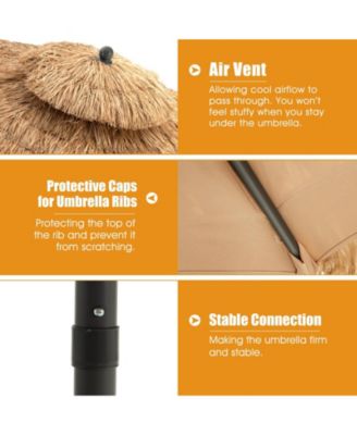 9 Feet Thatched Tiki Umbrella with 8 Ribs