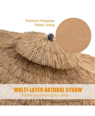 9 Feet Thatched Tiki Umbrella with 8 Ribs