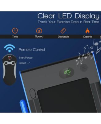 2-in-1 Folding Treadmill with Remote Control and LED Display-Blue