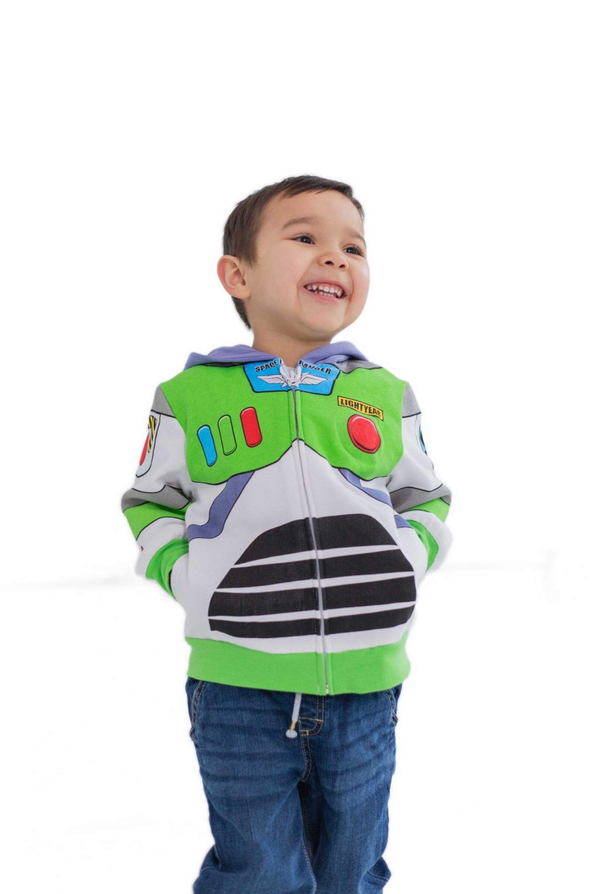 Disney Pixar Toddler Boys Toy Story Buzz Lightyear Fleece Zip Up Hoodie to