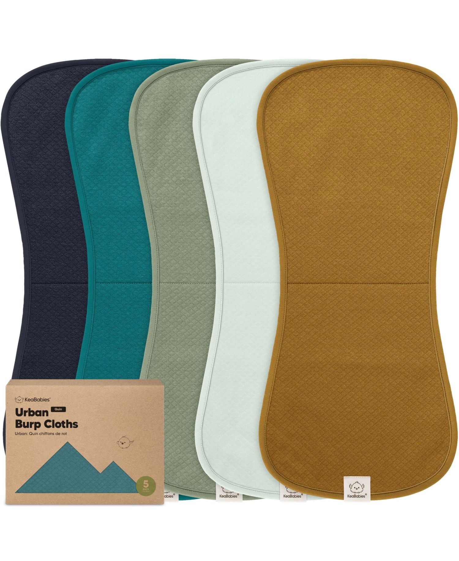 5pk Quin Baby Burp Cloths for Boys, Girls, Large Absorbent Cotton Burping Cloths for Babies, Newborns
