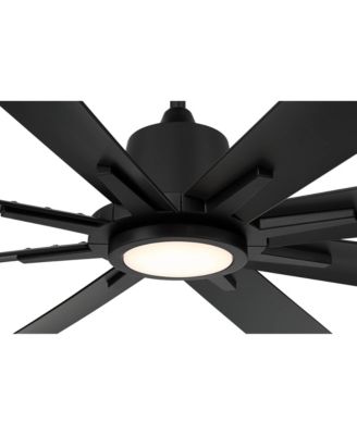 54" Inspirit Modern Indoor Outdoor Ceiling Fan 8 Blade LED Light Remote Control Matte Black Finish Bedroom Damp Rated