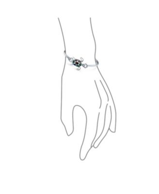 Nautical Sea Turtle Beach Tortoise Iridescent Abalone Shell Bangle Bracelet Sterling Silver