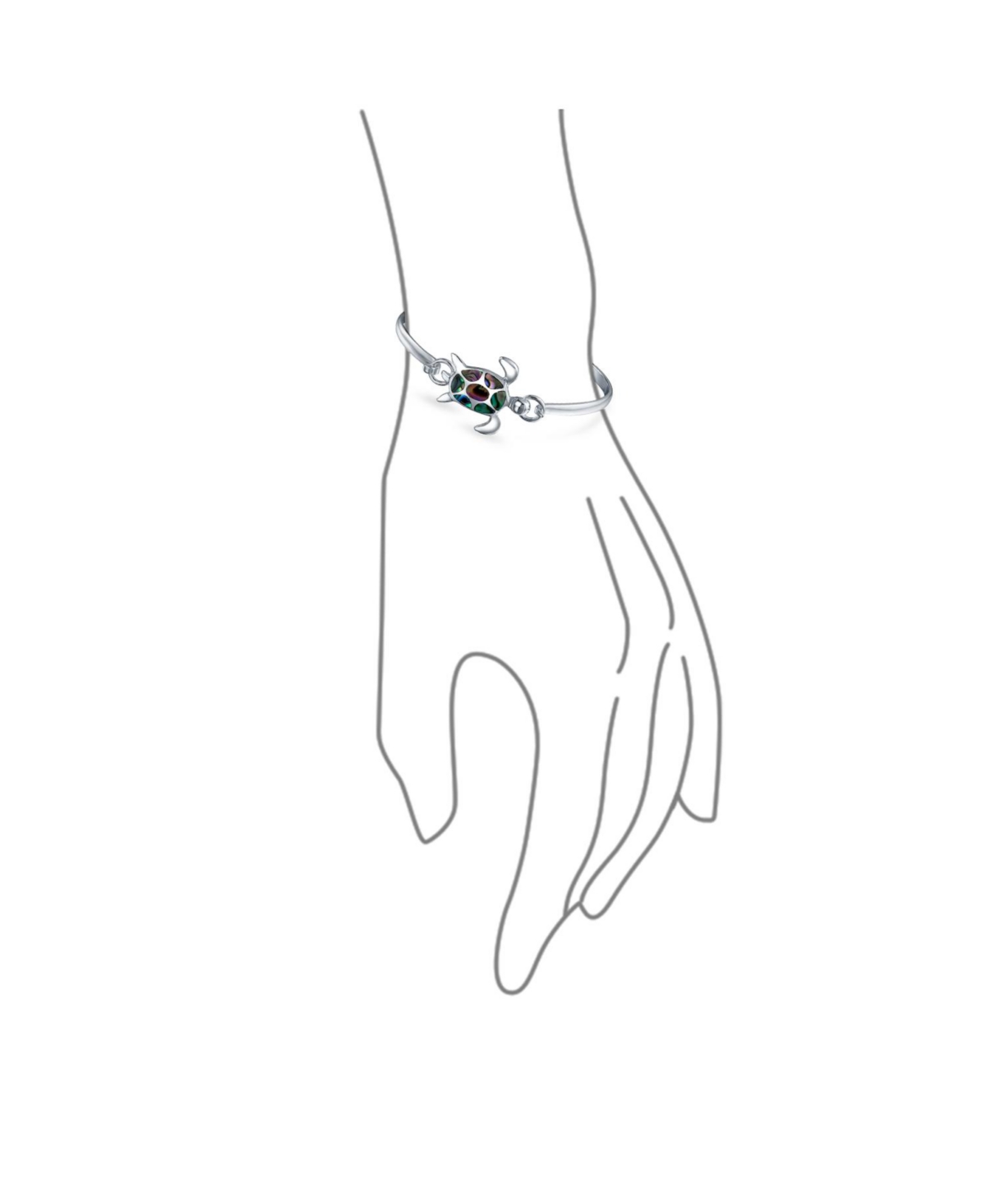 Bling Jewelry Nautical Sea Turtle Beach Tortoise Iridescent Abalone Shell Bangle Bracelet For Women Sterling Silver