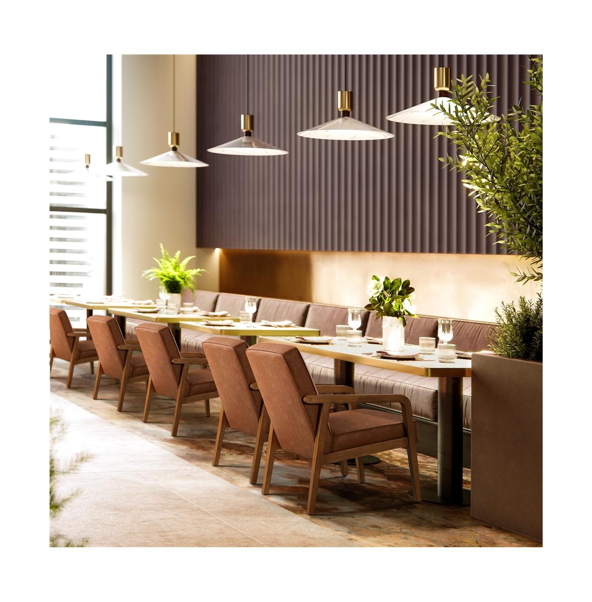 Yaheetech Mid-Century Faux Leather Upholstered Accent Chair Dark Brown