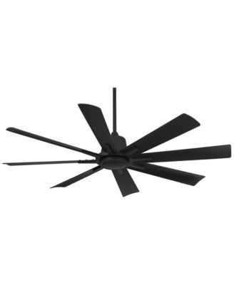 54" Inspirit Modern Indoor Outdoor Ceiling Fan 8 Blade LED Light Remote Control Matte Black Finish Bedroom Damp Rated