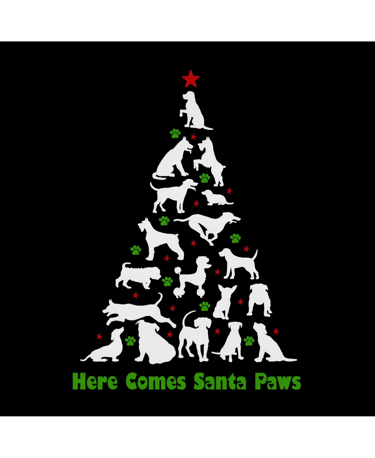 La Pop Art Boys Here Comes Santa Paws Word Art T-Shirt