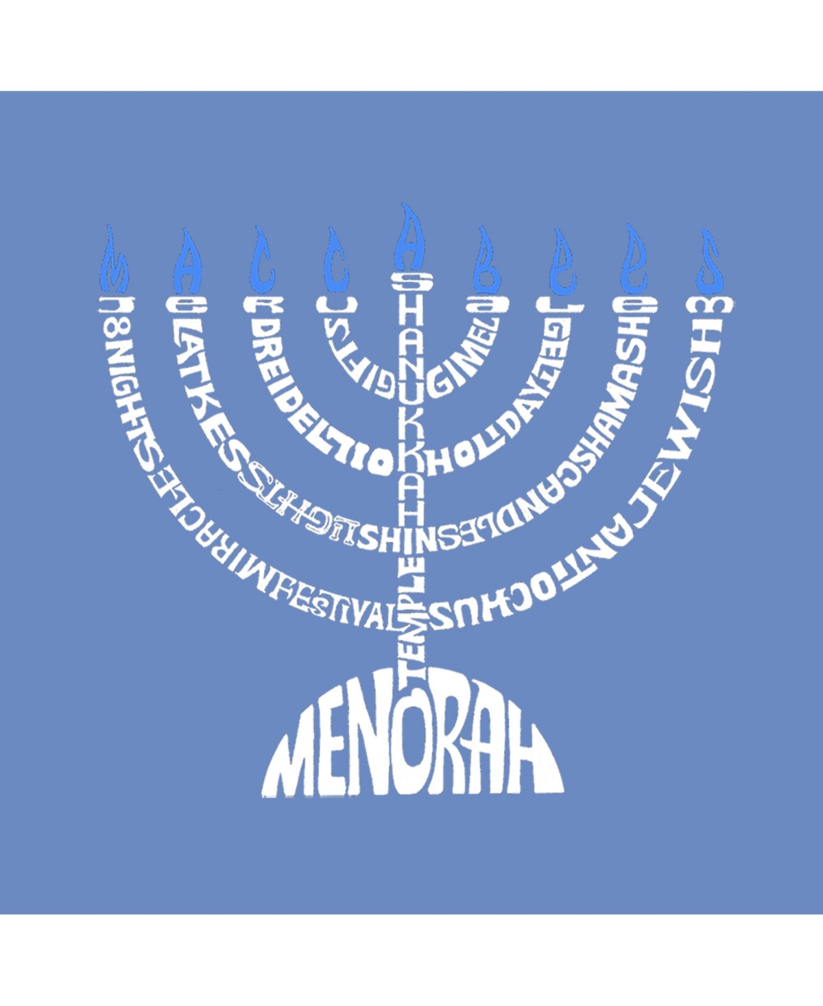 La Pop Art Boys Menorah Word Art T-Shirt
