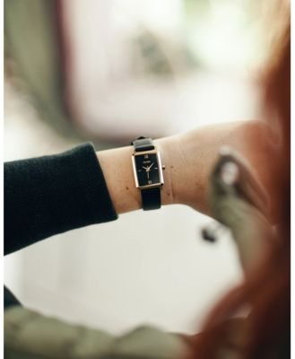 Womens Ava 2.0 Rectangular Quartz Watch with Full Grain Ecco Leather Strap