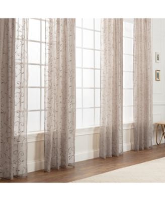 Premium Embroidered Swirl Vine Curtains - Sheer Curtains for Living Room, Bedroom, Kitchen - 52" x 63" - Sage, 2 Panels