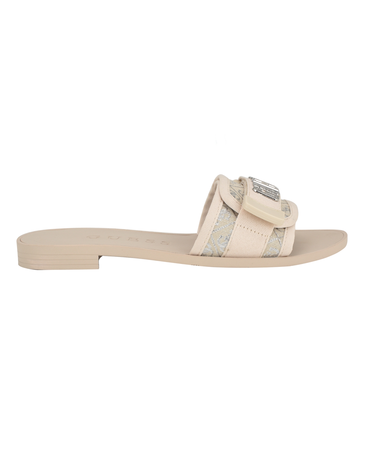 Guess Women's Elyze Quattro G Slip-on Slide Flat Sandals In Light Natural,silver