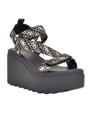 GUESS Women's Ocilia Quattro Logo Sport Eva Wedge Strappy Sandals