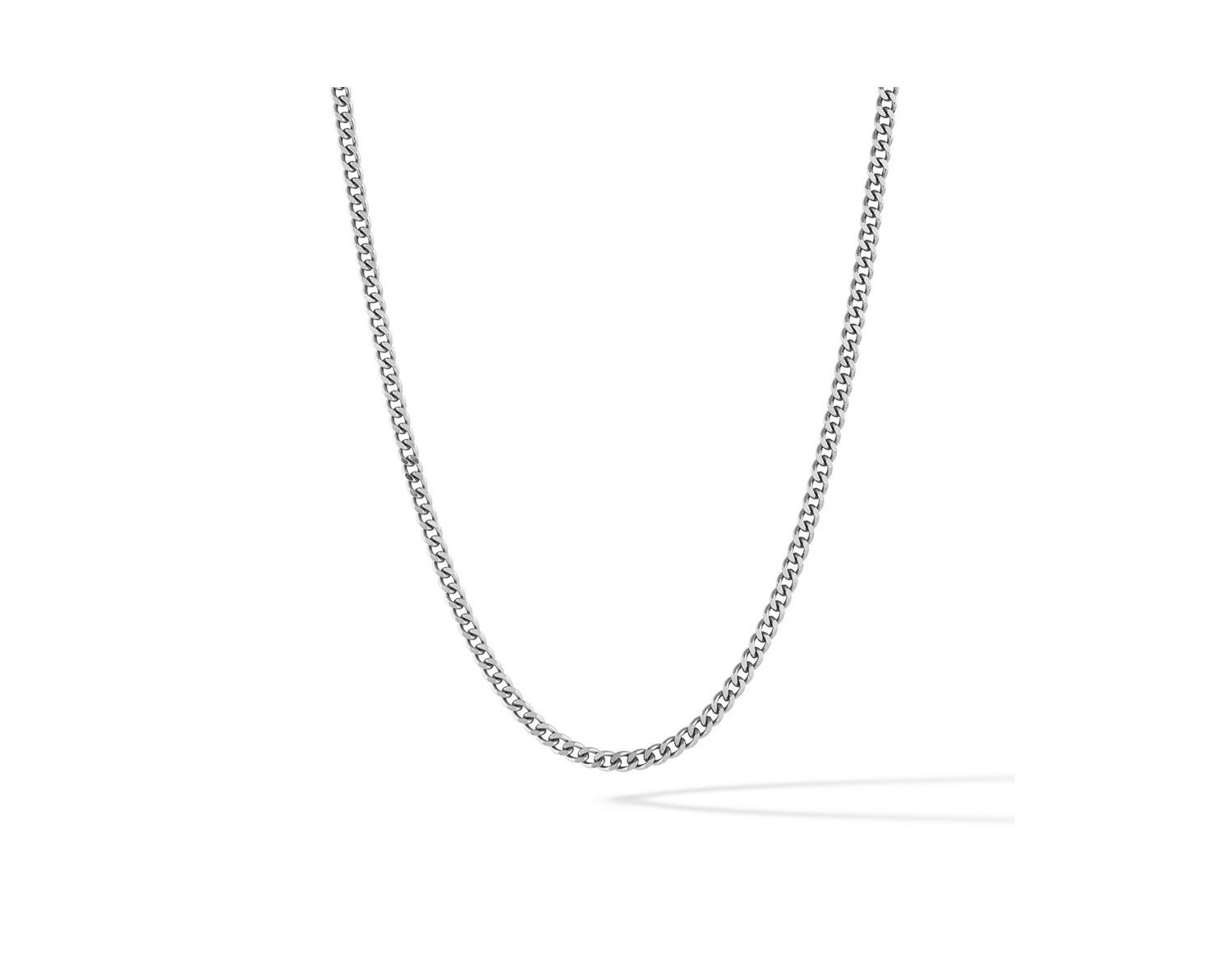 Men's Cuban Chain - 3mm Silver Curb Link Necklace 22"