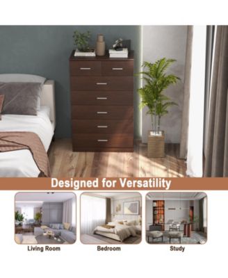 Wooden Chest of Drawers with Anti-toppling Device and Metal Handles