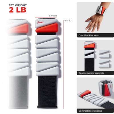 2 LB Wearable Arm Weights, Set of 2 (1LB Each), Adjustable Silicone Ankle Weights